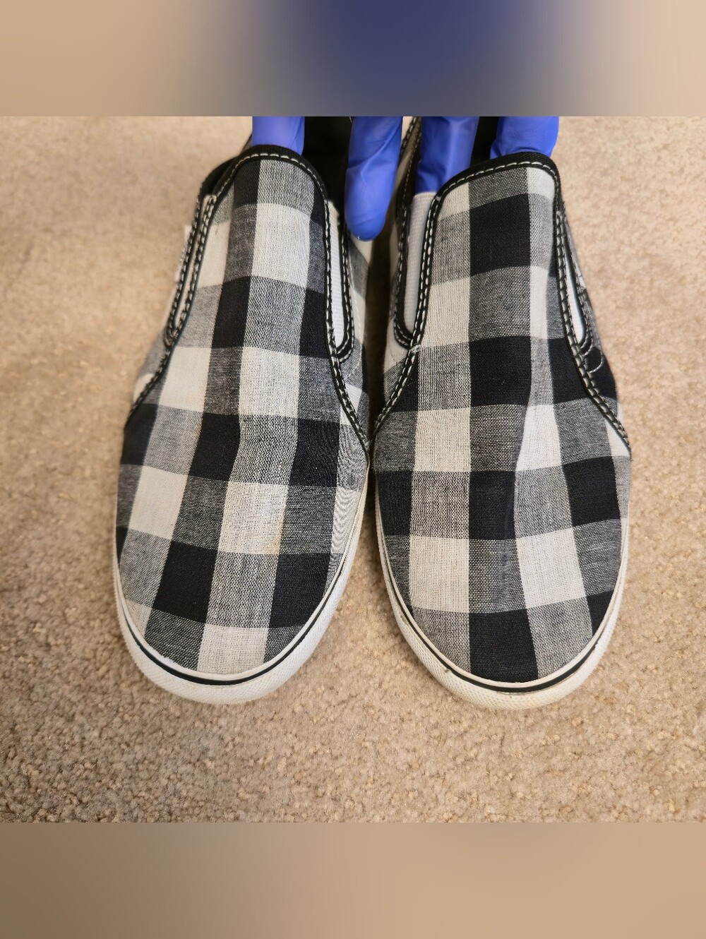 Vans Women's Slip-on Canvas Sneaker Flats Black White Lg Gingham Check  Sz 8 - Picture 5 of 9